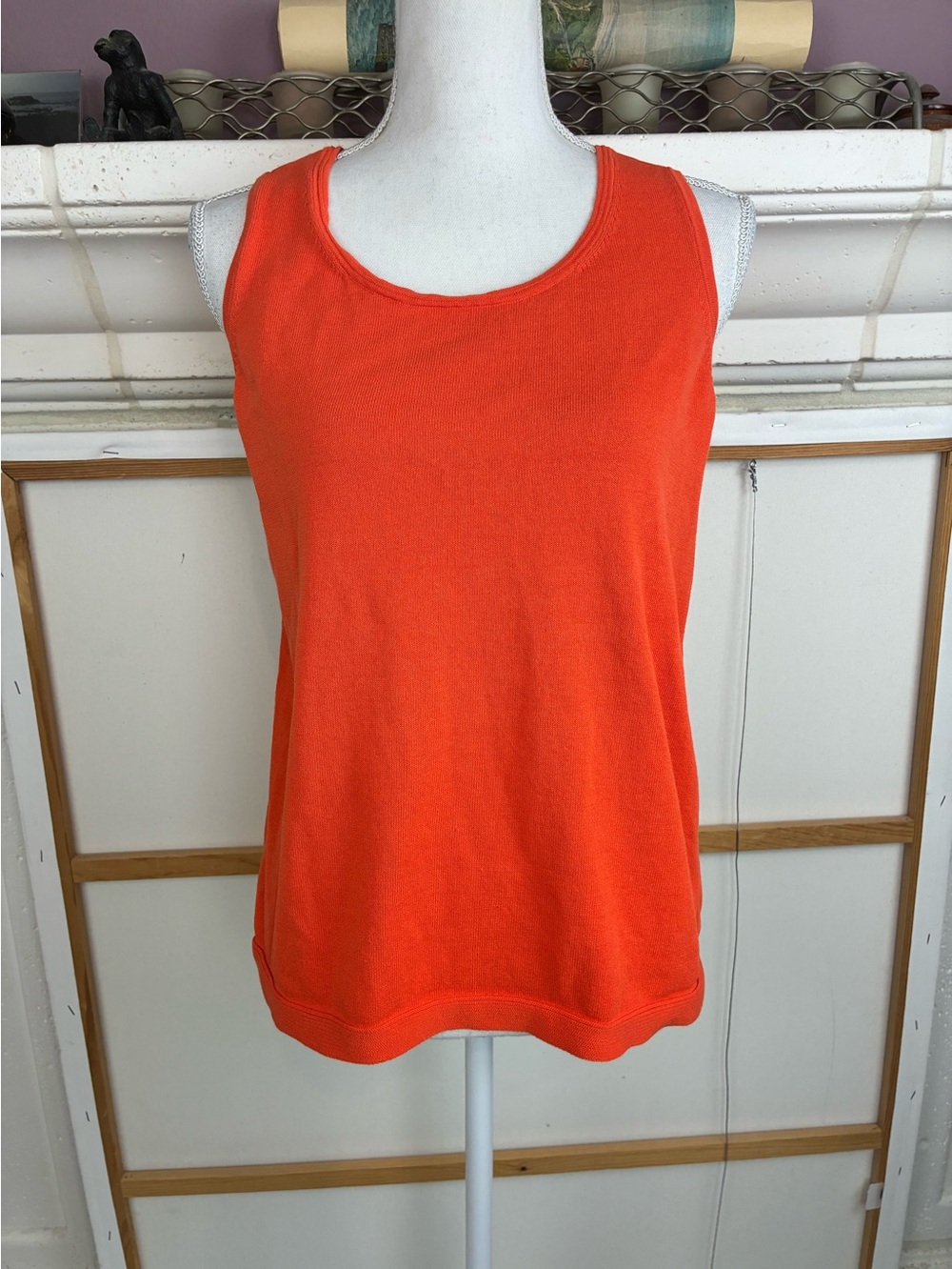 Chico's Bright Orange Textured Scoop Neck Tank